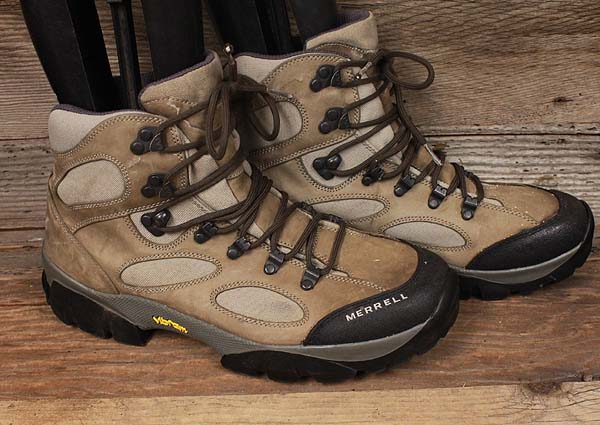 MERRELL MENS SAWTOOTH WALNUT LEATHER HIKING BOOTS SZ 12 | eBay